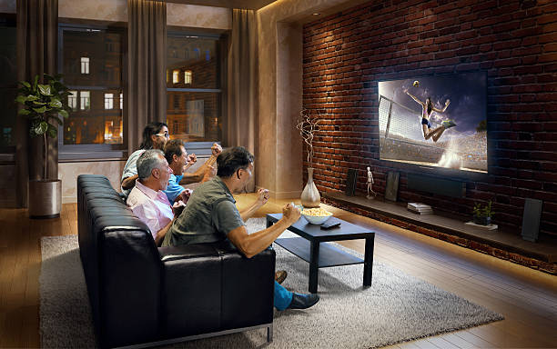 istock Adults watching Volleyball game at home 629386280