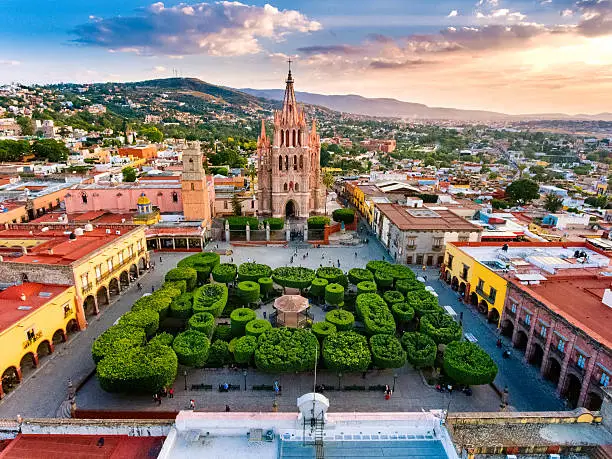 Aerial View of San Miguel de Allende in Mexico.