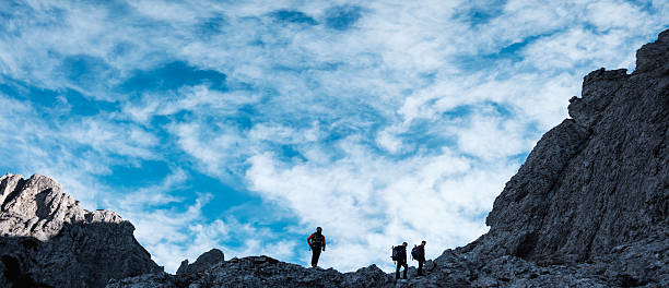 Hikers on a mountain range