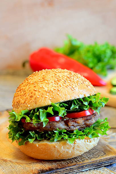 istock Wholesome sandwich on a wooden board 629403346