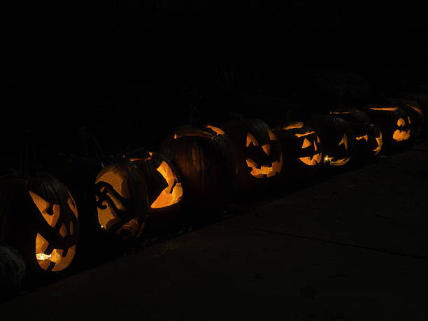istock Hallowe'en carved pumpkins. 629407620