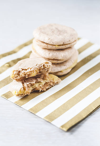 istock stack of almond meringue cakes with lemon Kurd 629407622