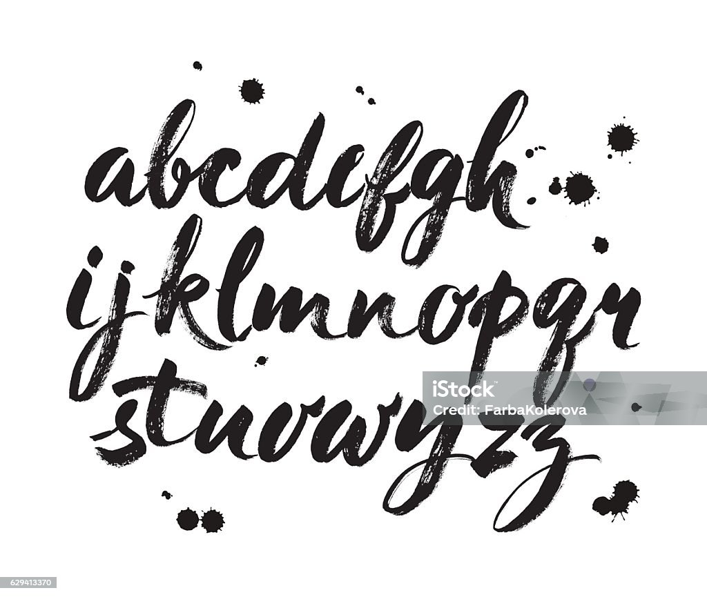 Vector Acrylic Brush Style Hand Drawn Alphabet Font Vector Acrylic Brush Style Hand Drawn Alphabet Font. Calligraphy alphabet on a white background Typescript stock vector