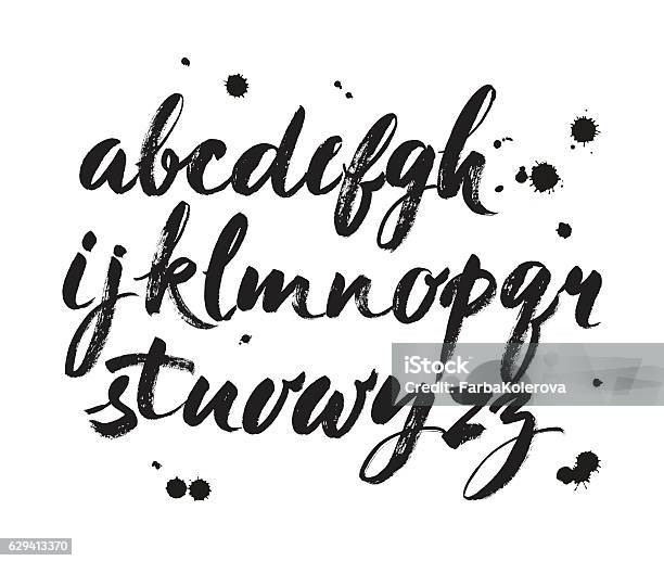 Vector Acrylic Brush Style Hand Drawn Alphabet Font Stock Illustration - Download Image Now