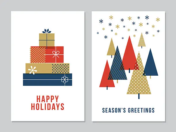 Vector illustration of Christmas Greeting Cards Collection - Illustration
