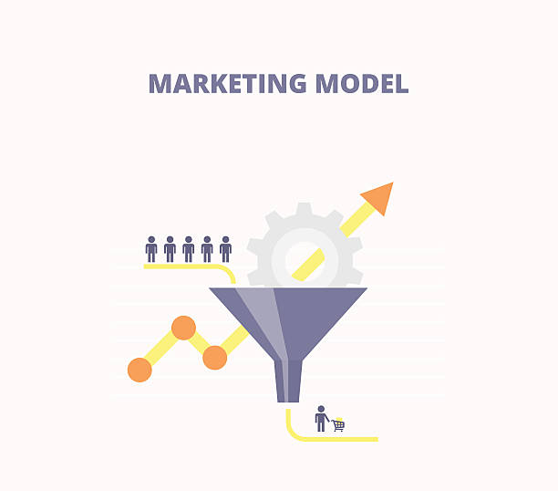 konzept des marketingmodells. - conversion funnel stock-grafiken, -clipart, -cartoons und -symbole