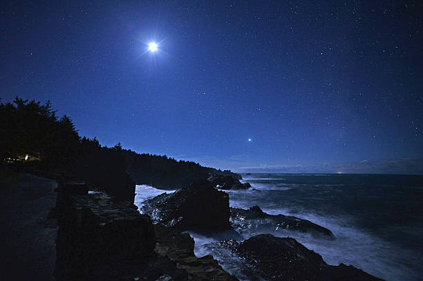 Ocean starscape stock photo