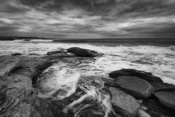 istock Cloudy dramatic sky, big waves, before storm near the shore 629421156