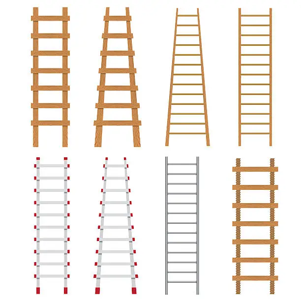 Vector illustration of Set of ladders.