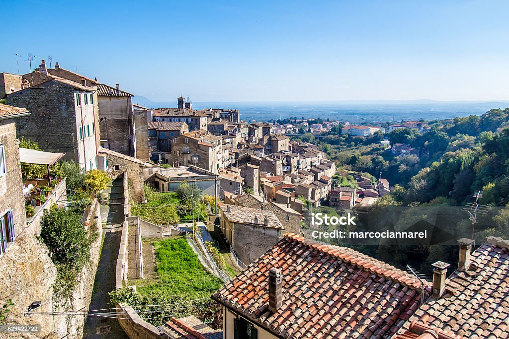 Cityscape of Caprarola, a town in central Italy. Cityscape of Caprarola, a town in the province of Viterbo, in the Lazio region of central Italy. Lazio Stock Photo