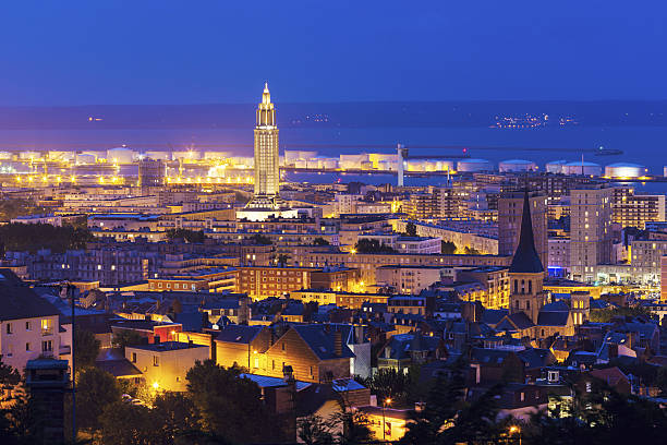 istock Panorama of Le Havre at night 629427506