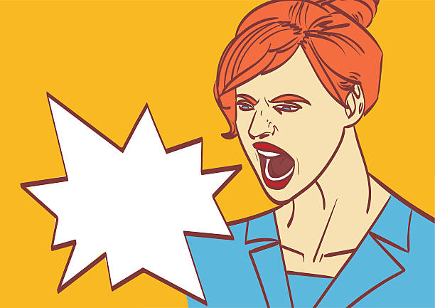 istock vector screaming woman art. Business lady, boss in work.Eps 629428630