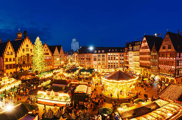 Traditional christmas market in the historic center of Frankfurt, Germany