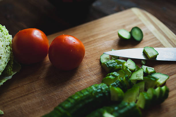 Salad from Cucumber and tomato stock photo