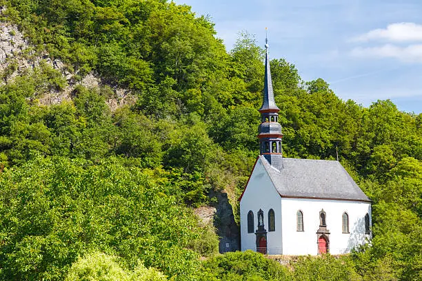 German Church On Rock In Ahrbruck, District Of Ahrweiler, In Rhineland-Palatinate, Germany.