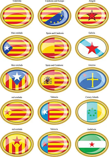 Vector illustration of Flags of separatist movements within Spain