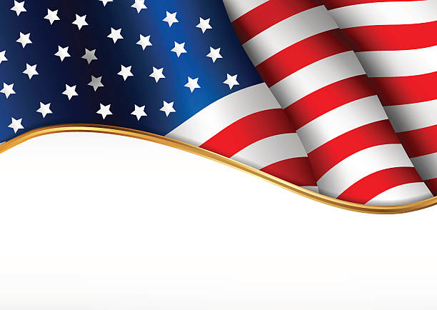 illustrazioni stock, clip art, cartoni animati e icone di tendenza di bandiera americana. striscione del giorno dell'indipendenza. - fourth of july patriotism american flag frame