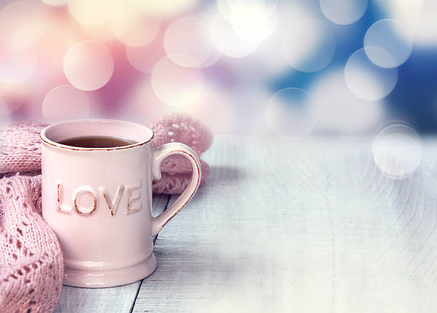 istock Mug  on wooden table valentine's day holiday background. 629443378