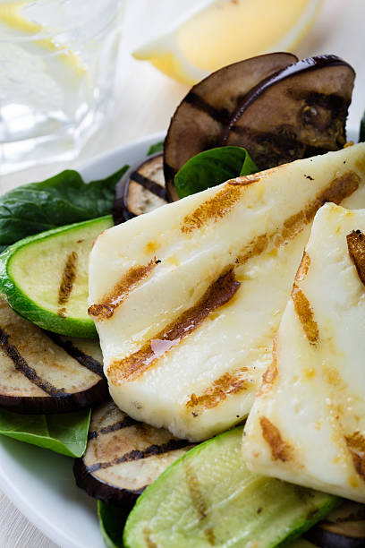 istock Grilled halloumi salad with eggplant and zucchini 629443630