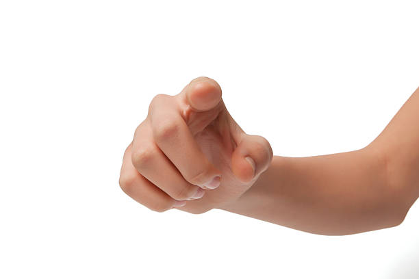 Isolated shot of press the button against white background