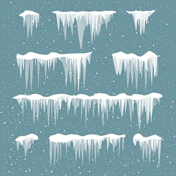 Vector illustration of snow icicles set