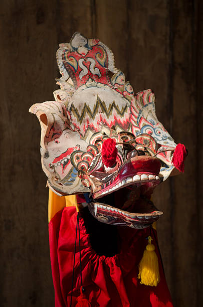 istock Traditional Balinese mask on a black background. 629445738