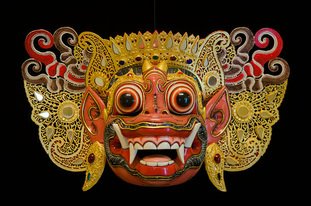 istock Traditional Balinese mask on a black background. 629446038