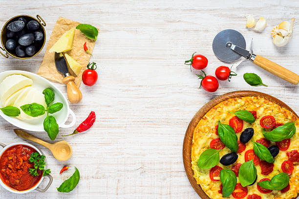 istock Pizza and Cooking Ingredients on Copy Space 629446434