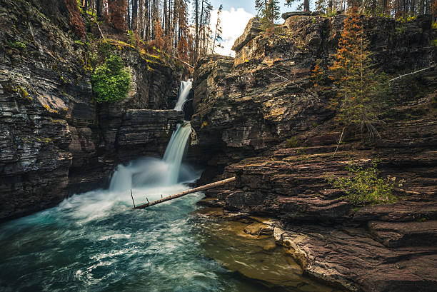 istock Panoramic view of cascading waterfalls. 629448010