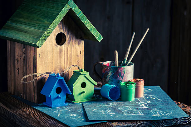 istock Project of home for birds and plan to build it 629462148