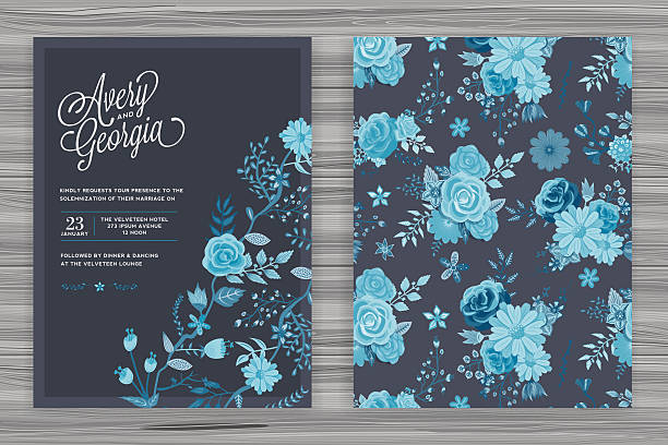 Floral Wedding Invitation Template vector art illustration