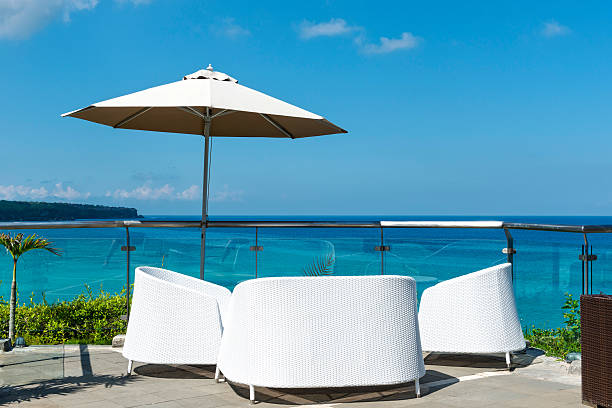 istock Beach chairs on the white sand beach 629481708
