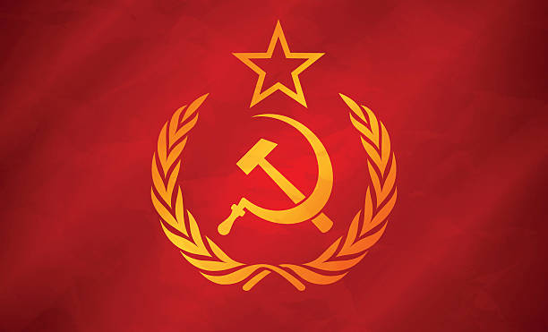 ilustraciones, imágenes clip art, dibujos animados e iconos de stock de concepto de bandera de la unión soviética - hoz y martillo