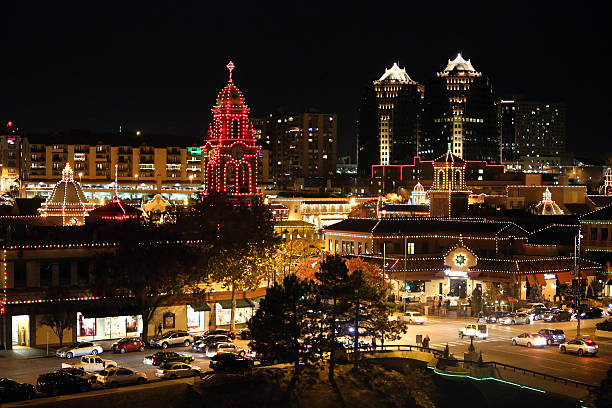 County Club Plaza Kansas City Christmas Lights Beautiful Christmas Lights kansas city christmas stock pictures, royalty-free photos & images