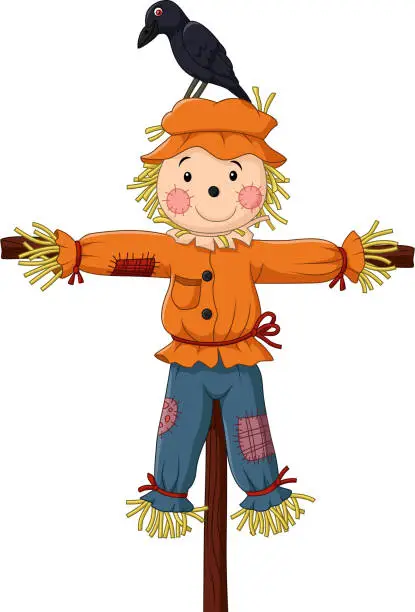 Vector illustration of Cute scarecrow cartoon
