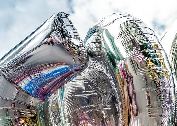 Colorful in silver balloons Close up image/ Colorful in silver balloons with happy celebration party background (celebrities, balloon, background) helium balloon stock pictures, royalty-free photos & images