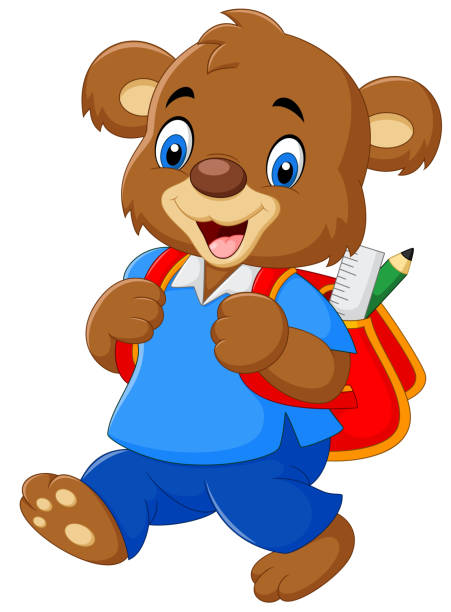 Cute bear with backpack Illustration of Cute bear with backpack  bear clipart stock illustrations