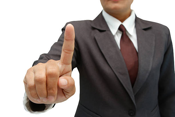 istock Business woman pushing on a touch screen 629494688
