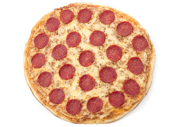 istock Pepperoni Pizza, isolated on white background 629495426