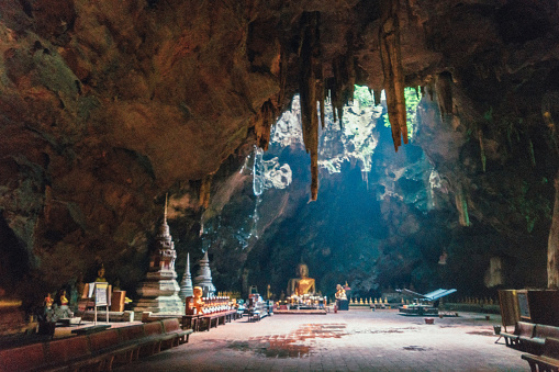 Buddhist temple in cave, Thailand 