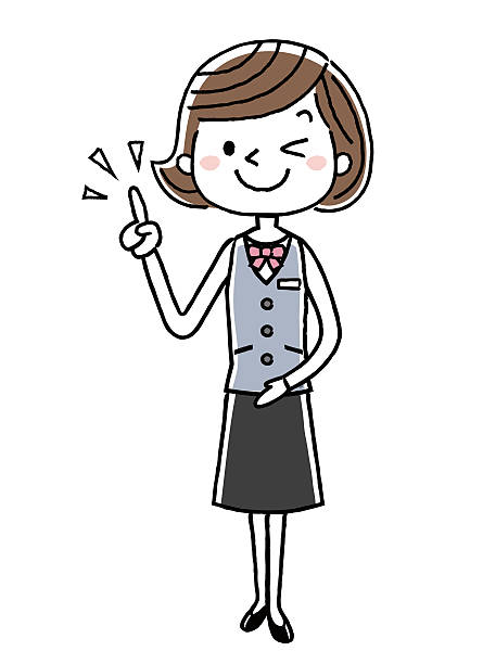 деловая женщина: чек, указательный палец, точка - concierge women business training stock illustrations