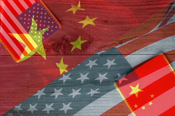 istock USA and China flag 629514438