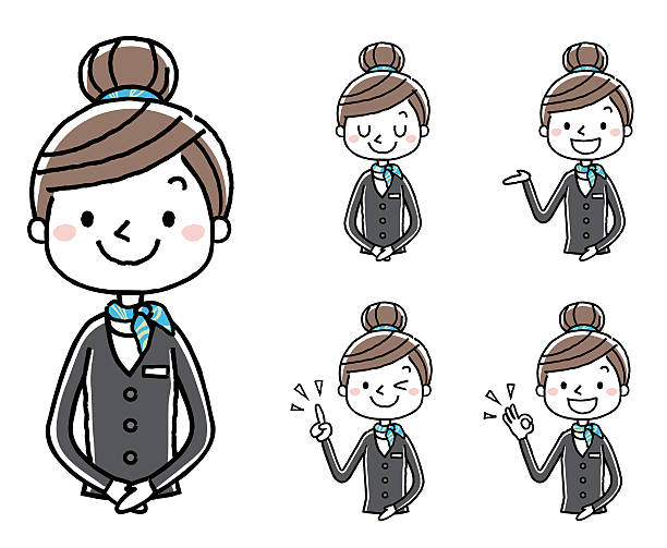 деловая женщина: набор, вариация - concierge women business training stock illustrations