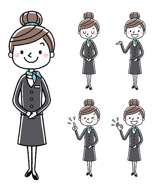 деловая женщина: набор, вариация - concierge women business training stock illustrations
