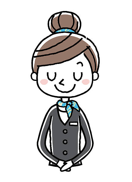 деловая женщина: женщины, кланяясь - concierge women business training stock illustrations