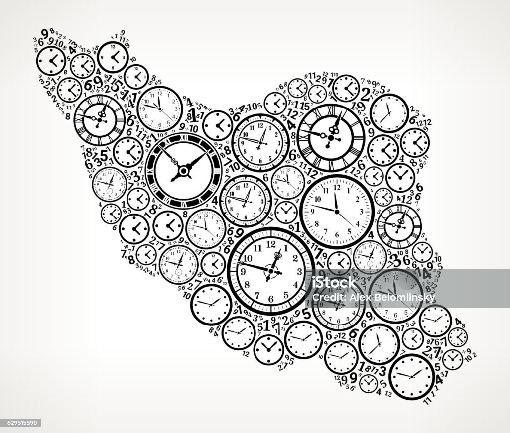 Iran On Time And Clock Vector Icon Pattern Stock Illustration