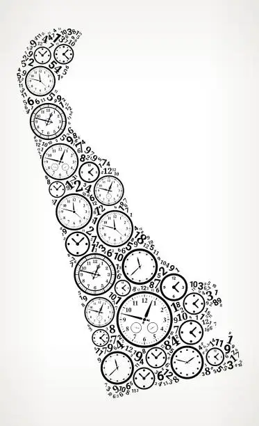 Vector illustration of Delaware on Time and Clock Vector Icon Pattern