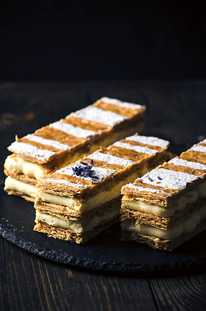 Millefeuille, french pastry stock photo