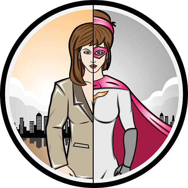 알터 자아 여자 슈퍼 영웅 - superhero identity heroes mask stock illustrations