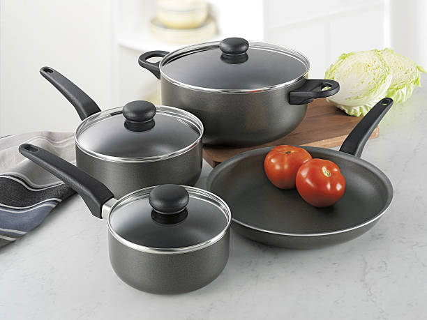 istock Set of stainless pots 629530418